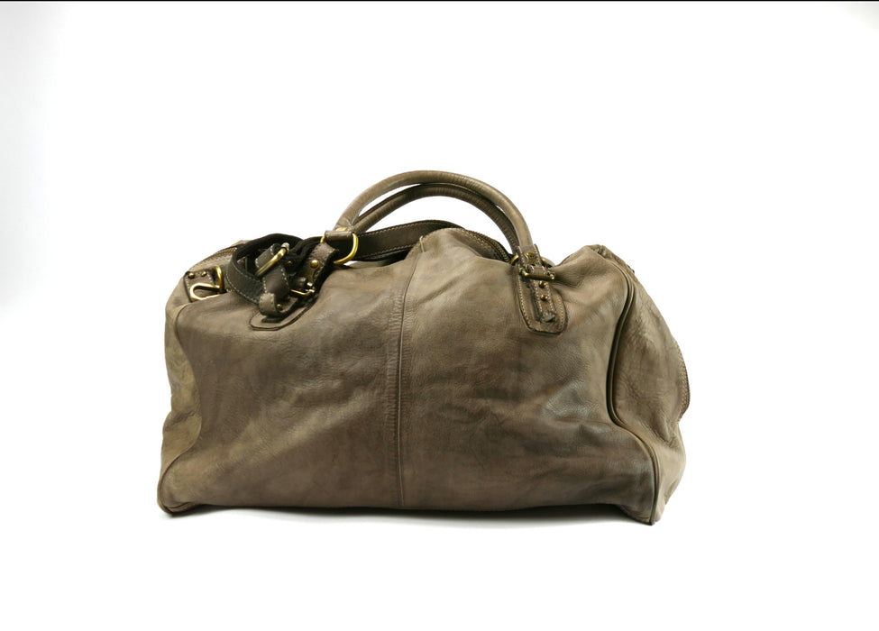 Braungraue Damen Handtasche, GENUINE LEATHER VERA PELLE