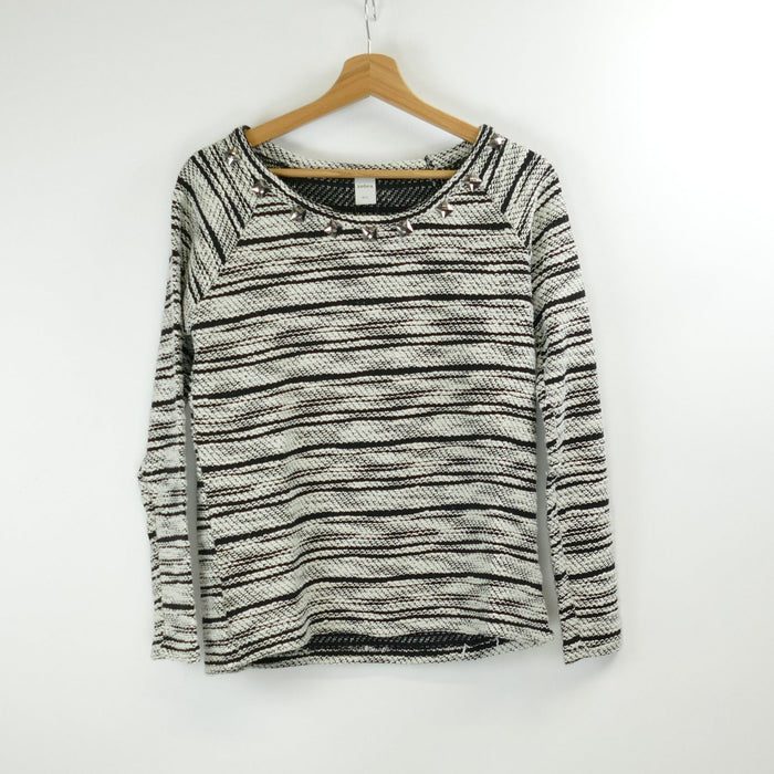 Schwarz-weisser Damen Pullover, Gr. M/L, zebra