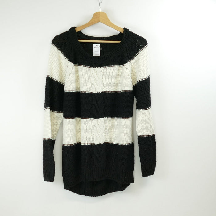Schwarz-weisser Damen Pullover, Gr. L, H&M