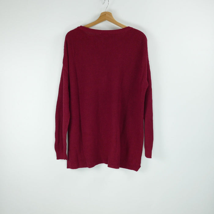Bordeauxroter Damen Pullover, Gr. L, H&M