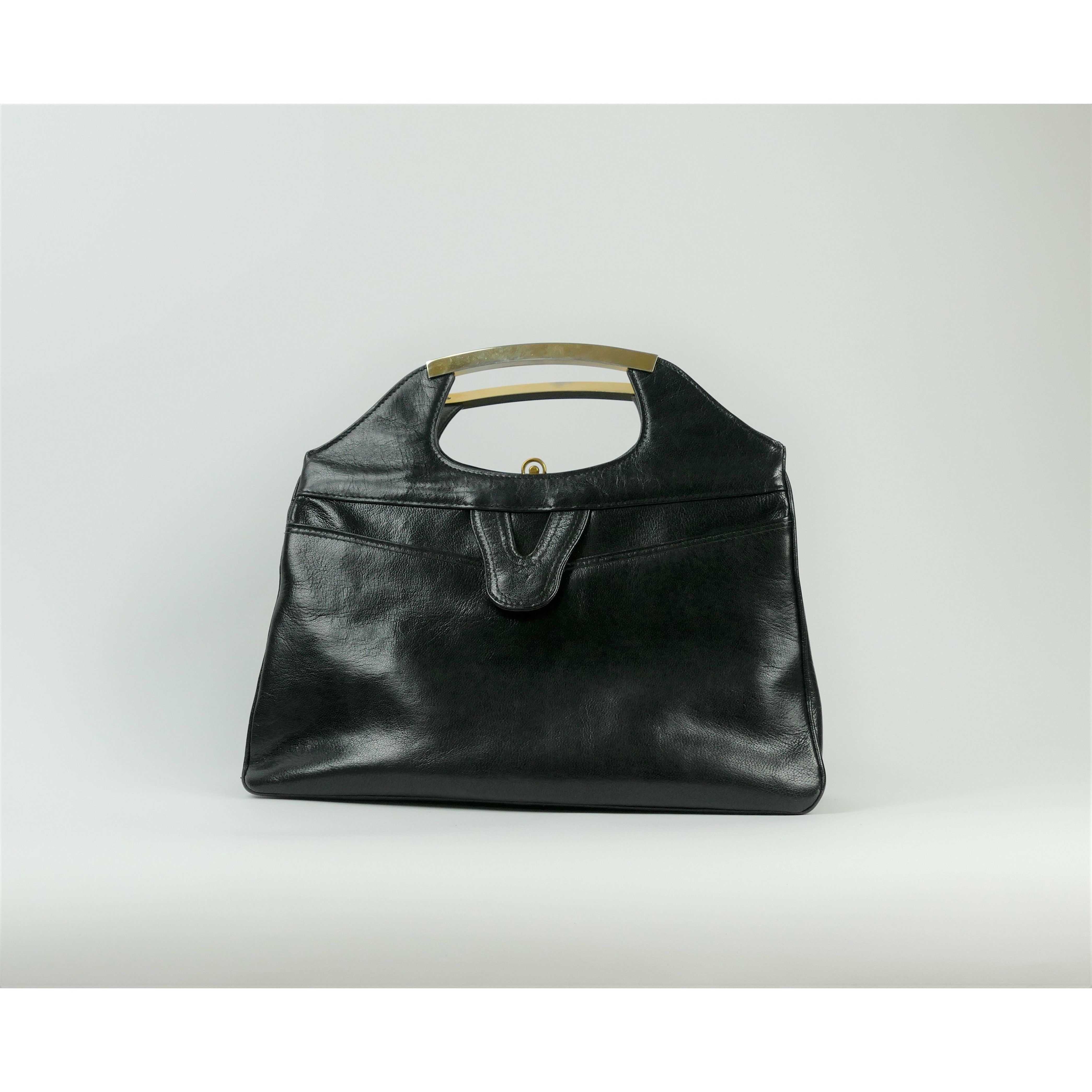 Schwarze Vintage Handtasche, Gold Star