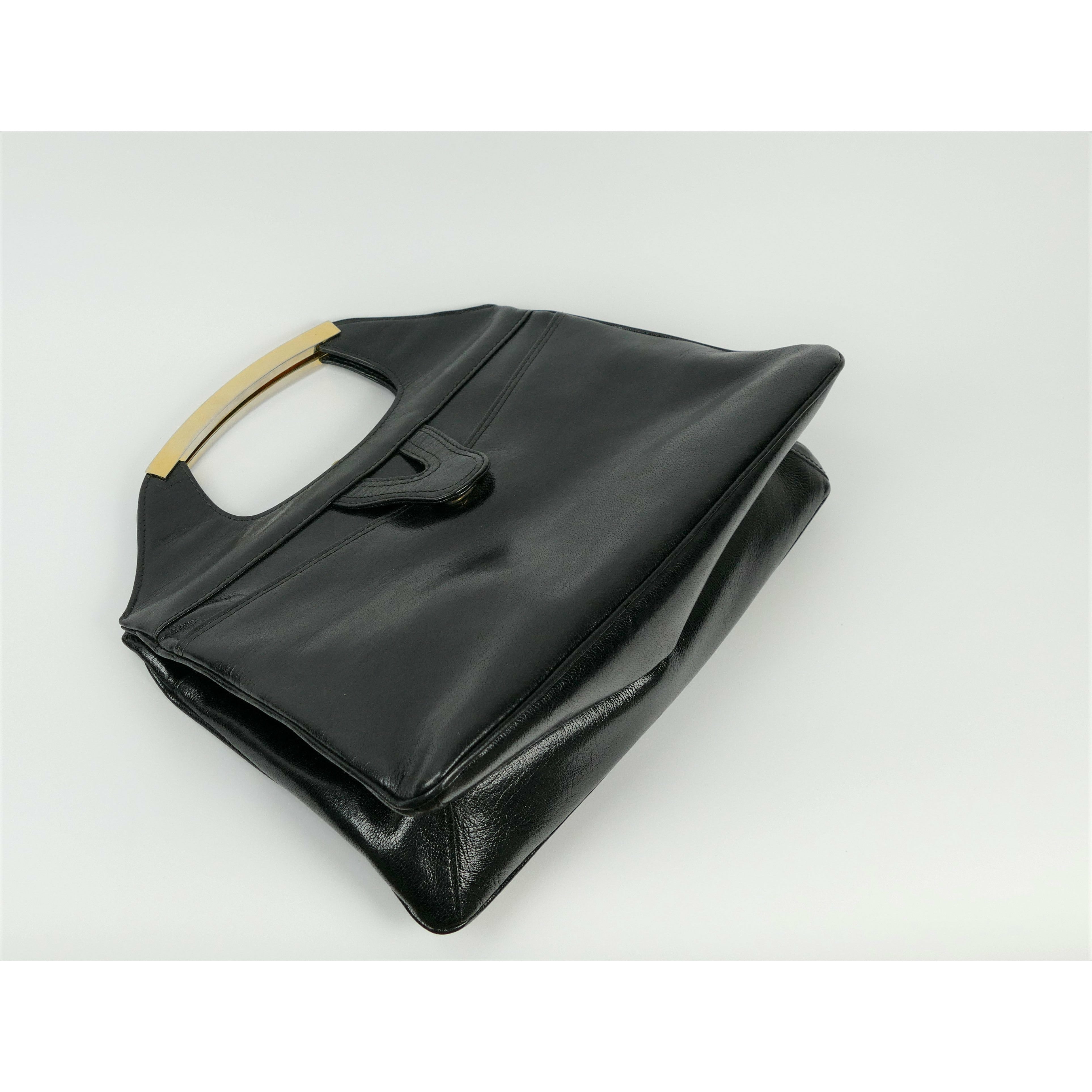 Schwarze Vintage Handtasche, Gold Star