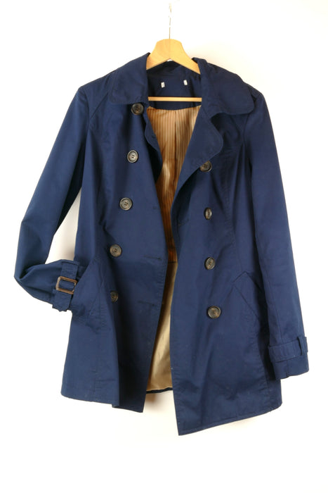 Dunkelblauer eleganter Damen Trenchcoat, Gr. 38