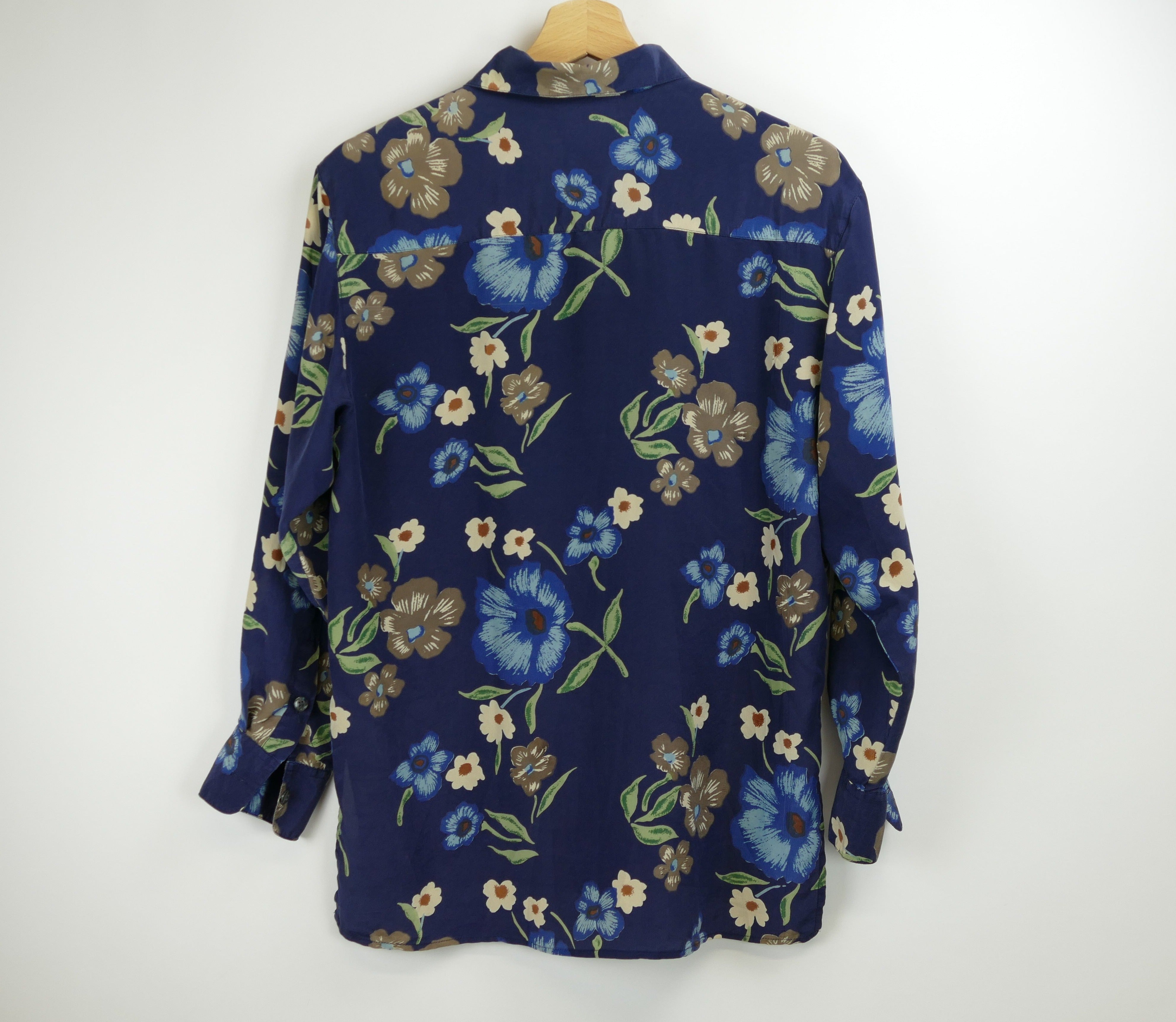 Blaue Damen Seidenbluse, Gr. S, Hua Si Silk Collection