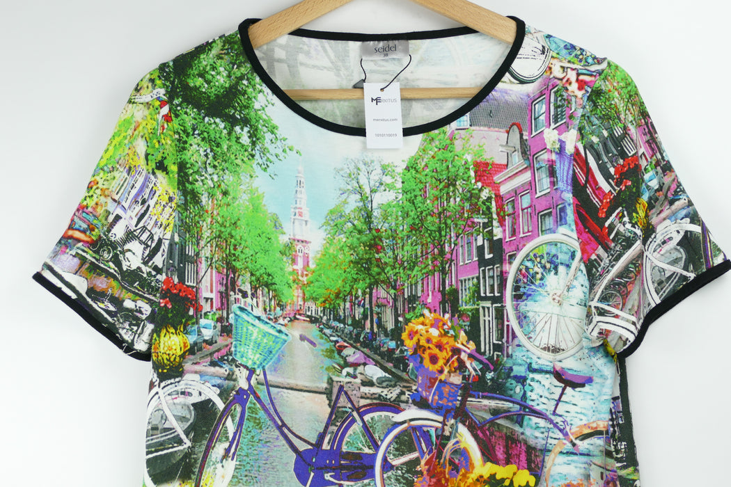 Buntes Damen T-Shirt, Gr. 38, Seidel