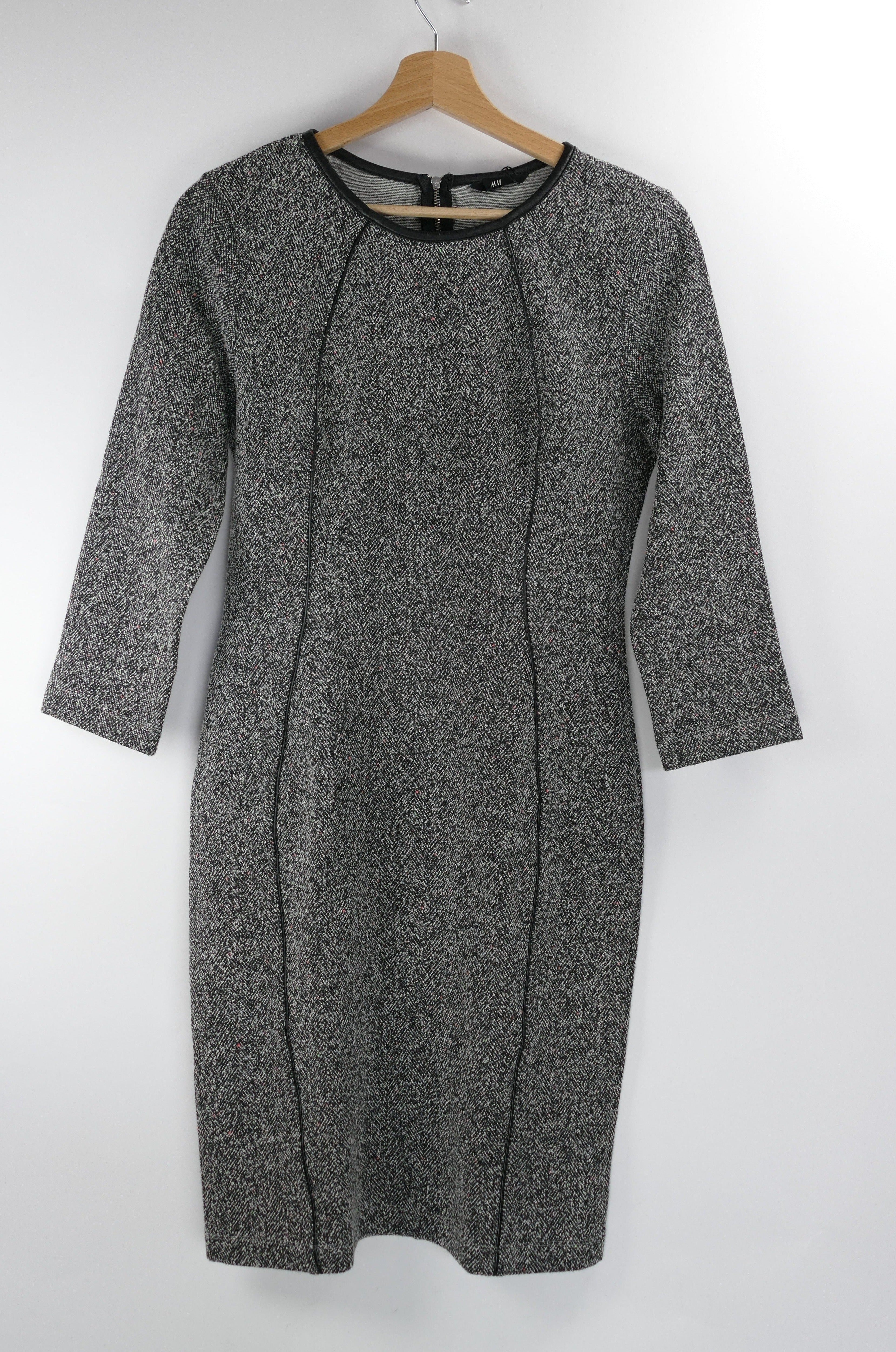 Graues Damen Wollkleid langarm, Gr. S, H&M