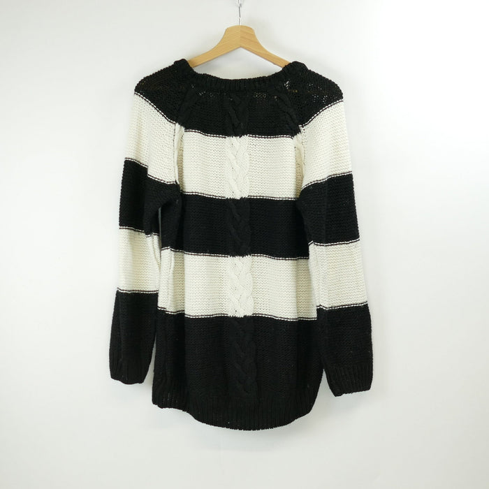Schwarz-weisser Damen Pullover, Gr. L, H&M